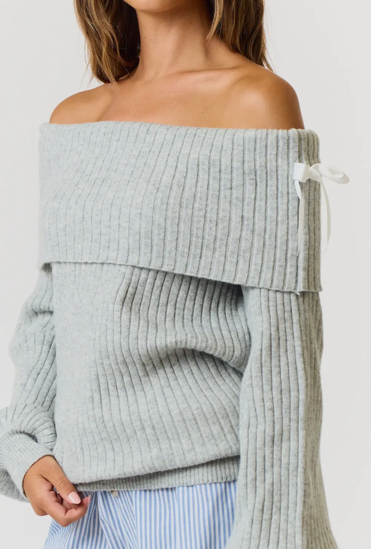 Off the Shoulder Bow Sweater