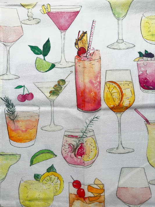 Cocktails Tea Towel