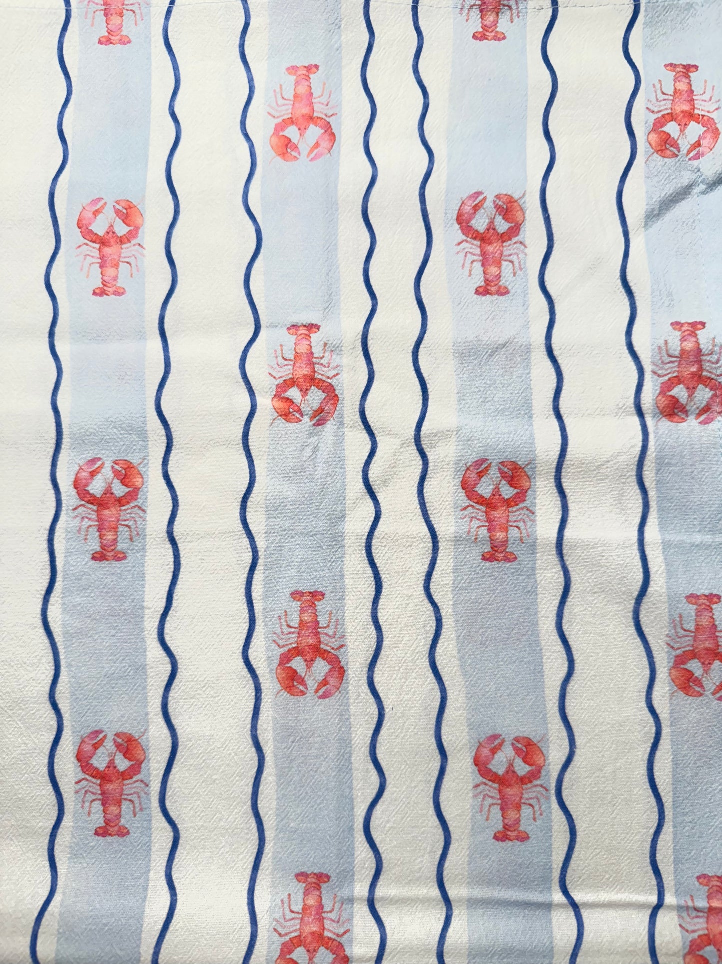 Lobster Striped Tea Towel