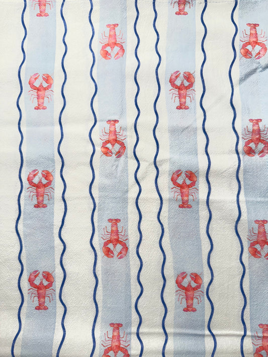 Lobster Striped Tea Towel