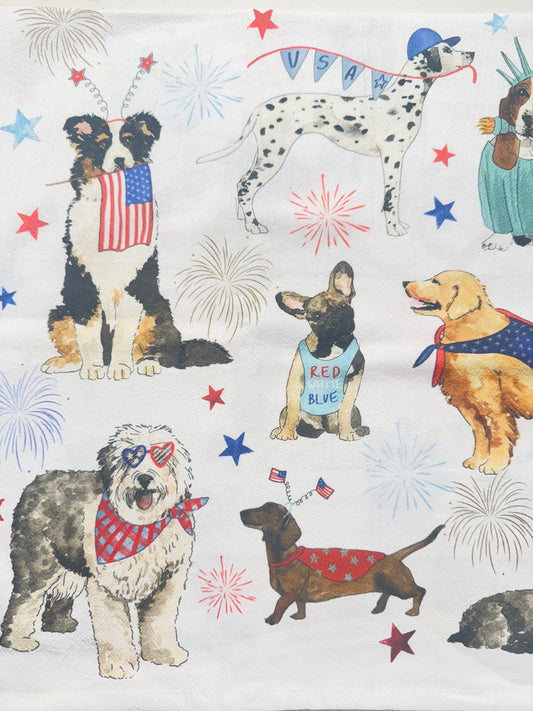 Patriotic Puppy Tea Towel
