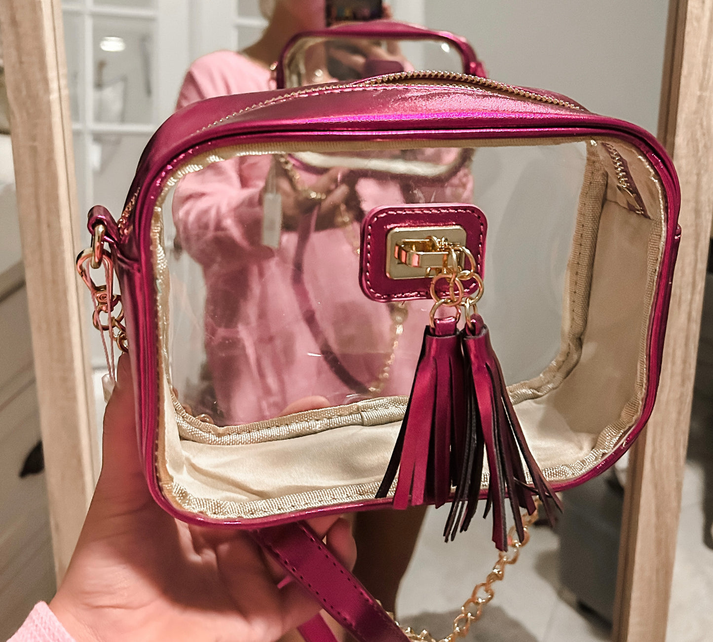 Metallic Pink Stadium Purse